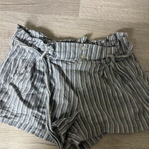 Cute Gray-Blue Striped Women's Shorts
